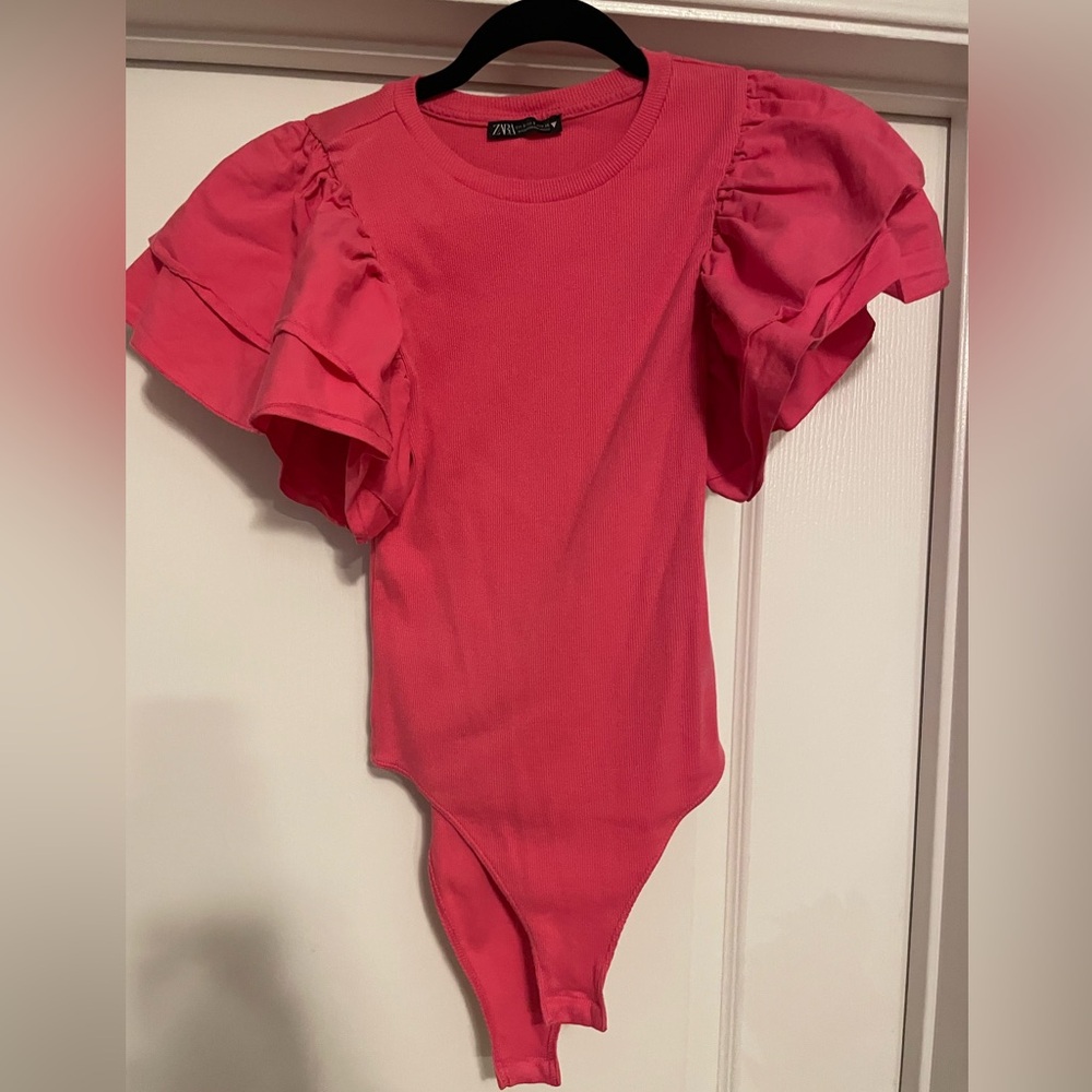 Hot Pink Puff Sleeve Zara Bodysuit
